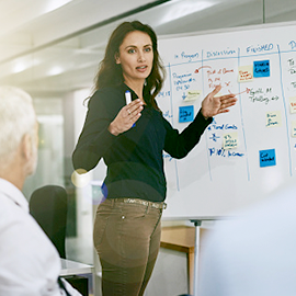 woman giving presentation to a group