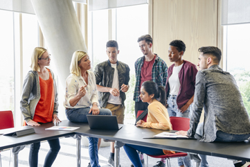 Group of co-workers talking